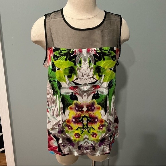 Prabal Gurung for Target Mesh Top Neon Graphic Sleeveless Top Size Large - Picture 4 of 10